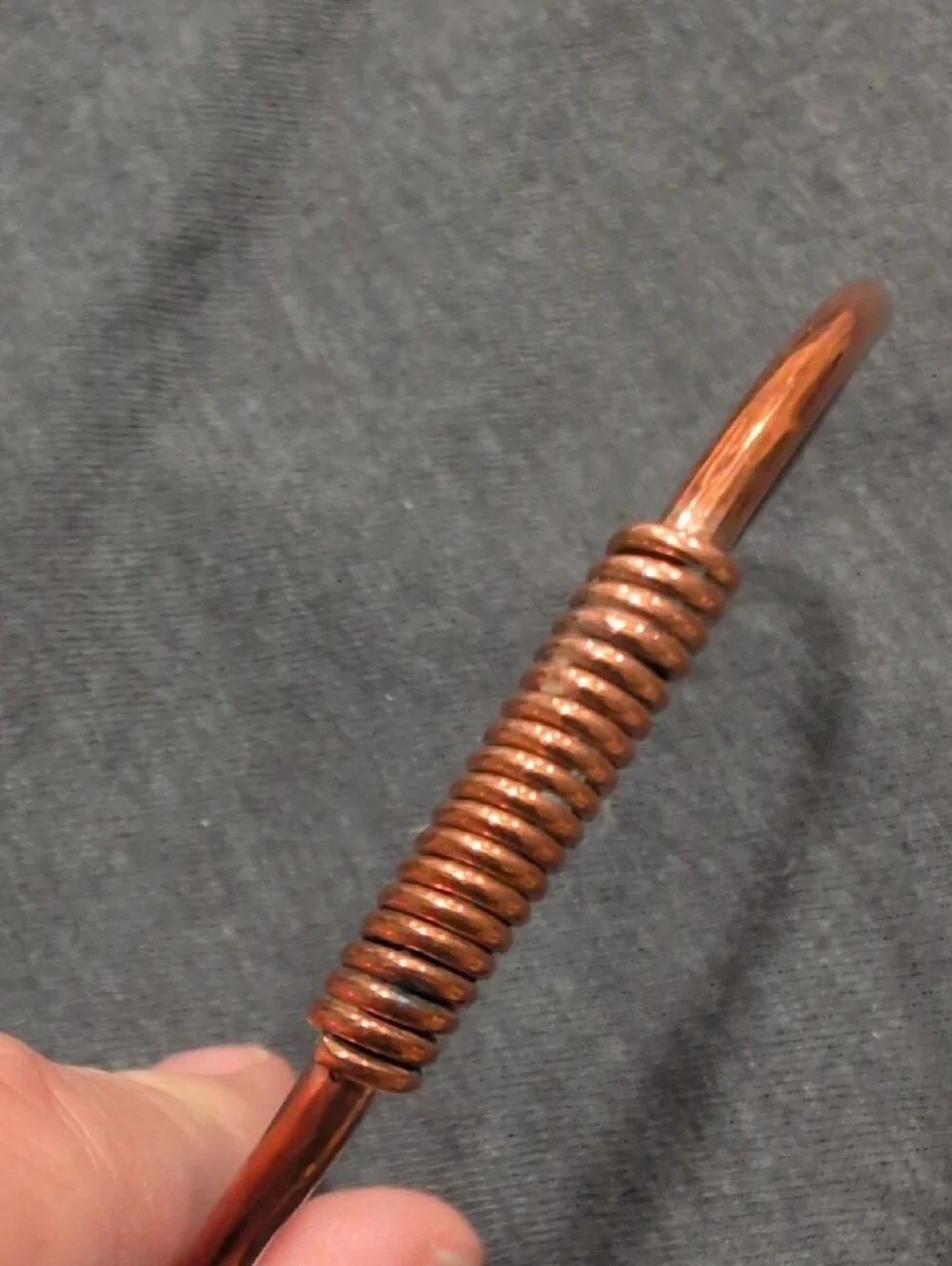 Men's Copper Coil Cuff Bracelet - Open Bangle, Brown